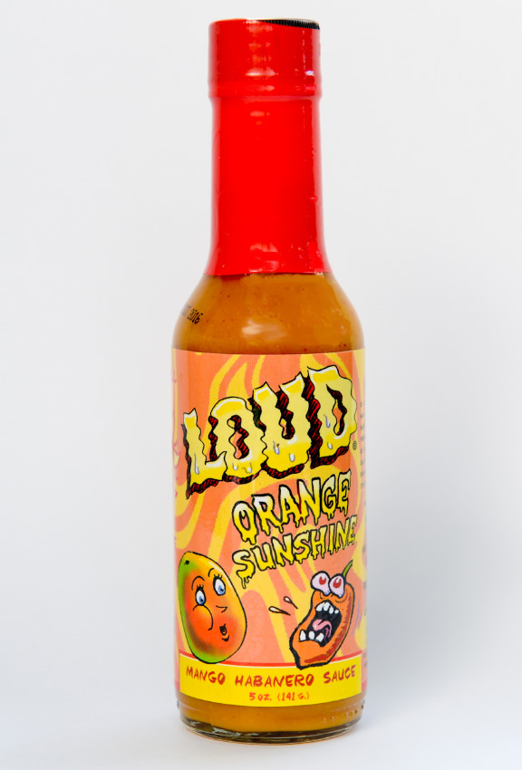 Loud Orange Sunshine Mango Habanero Sauce.